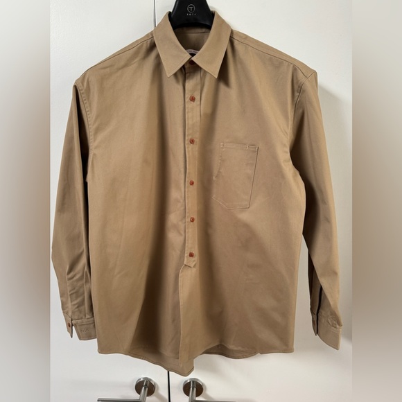 S.K. MANOR HILL shirt /jacket tan beige button front organic cotton M